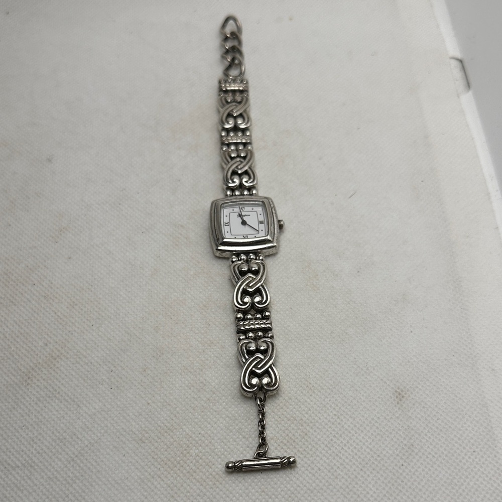 Brighton Santa Rosa Silver Adjustable Toggle Closure Watch w/ Roman Numerals - Picture 8 of 10